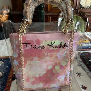 Pink Acrylic Tote Bag with Marbled Design